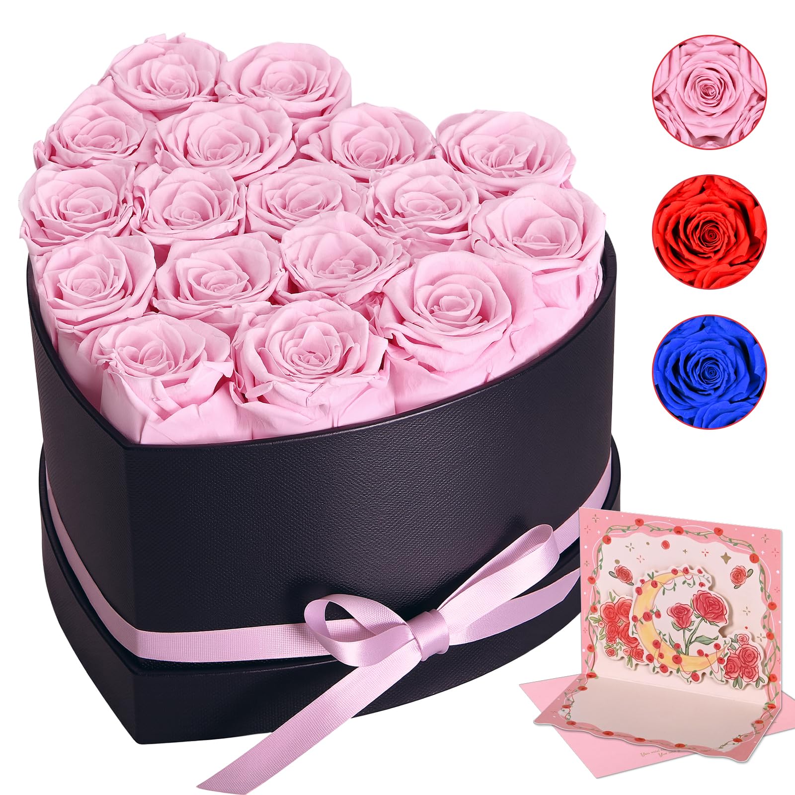 EVEROSE 7 Echte Konservierte Rosen In Box – Hält 1-3 Jahre, Luxuriöses Geschenk Für Jahrestag & Geburtstag
