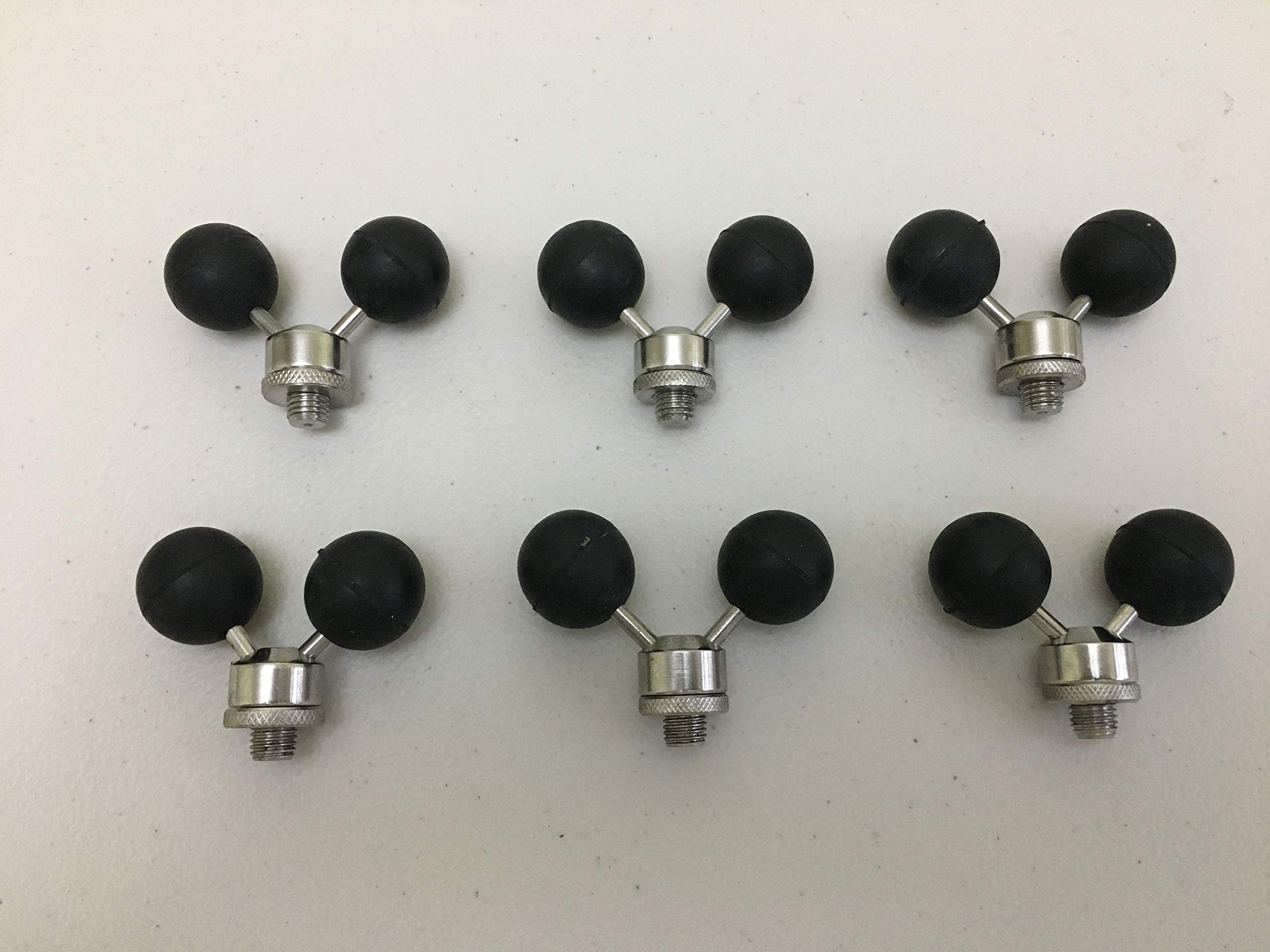 Tmc 6 X Twin Rubber Ball Stainless Steel Fishing Rod Butt Rests For Pods/Bank Sticks. Fitted With Stainless Steel Adjustable Locking Nut. Carp And Coarse Fishing Tackle