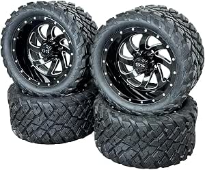 Huskey 12" Golf Cart Black Phantom Wheels Tires 20x10-12, EZGO Club Car YMH