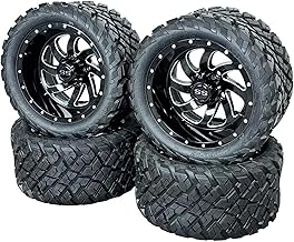 12 Inch Glossy Black Phantom Golf Cart Wheels & Tires Set of 4, 20x10-12 All Terrain Tires/Street Use, DOT Certified Golf Cart Wheels Compatible with EZGO, Club Car, YMH