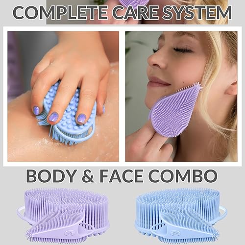 Miniatura 2 de Avilana Exfoliante corporal de silicona  Cepillo de ducha suave y alternativa a lufa, grado alimenticio y probado en laboratorio, secado rápido,