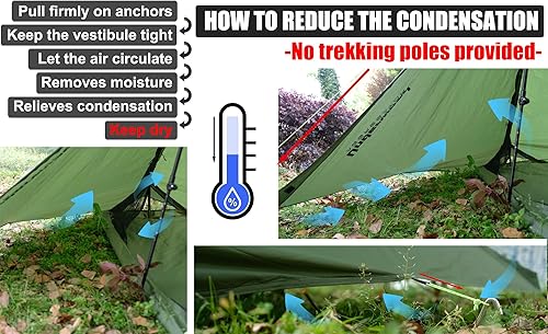 Miniatura 7 de Tienda de campaña de bastón de senderismo para 1 persona y 2 personas para mochileros, tienda de campaña ultraligera para mochileros, tienda de