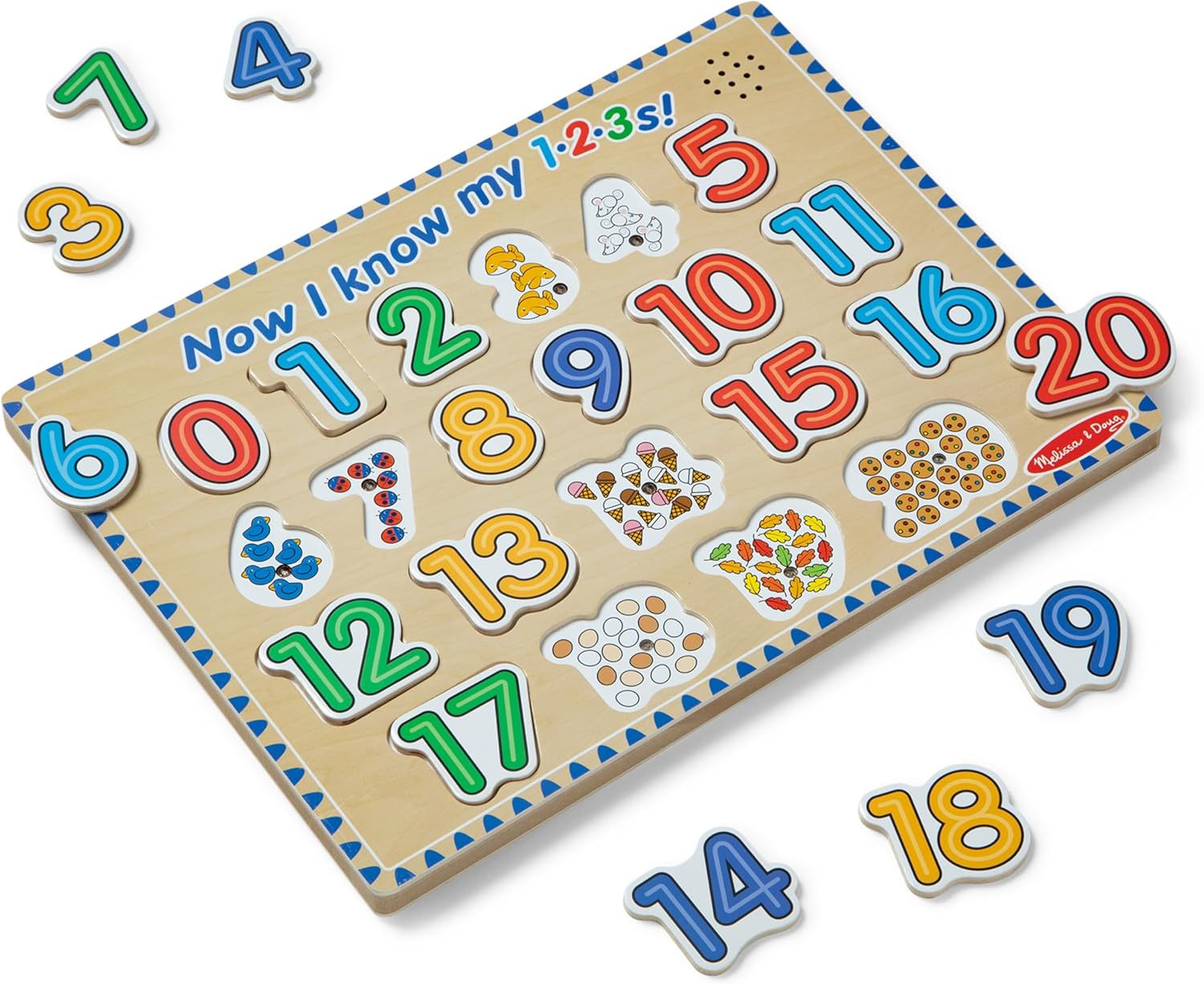 Melissa & Doug Numbers Sound Puzzle - Wooden Counting Puzzle with Light-Activated Sound Effects (21 Pcs)