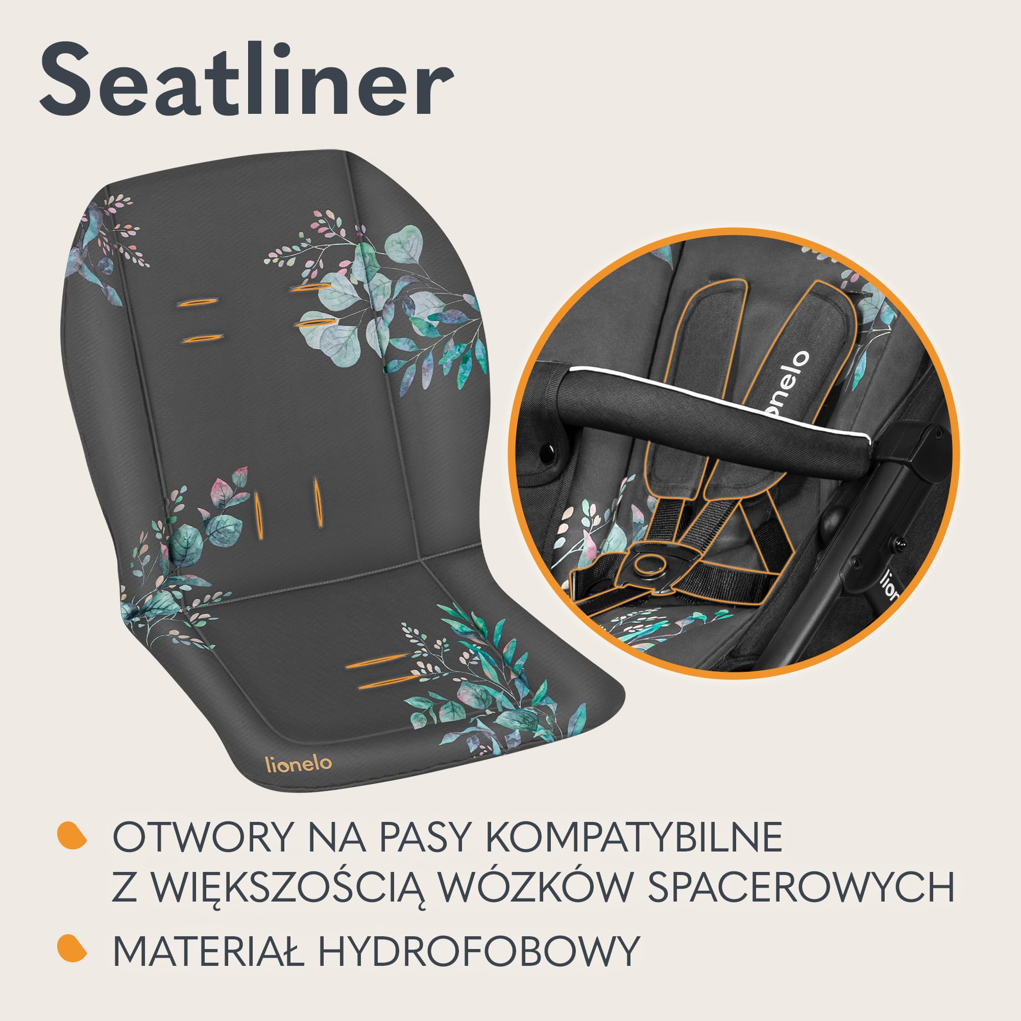 LIONELO SEATLINER Uniwersalny Materacyk do Wózka Spacerowego, Dwustronny Materiał Wodoodporny, Kompatybilny z Większością Wózków, Miękka Wkładka do Wózka Dziecięcego (Szary)