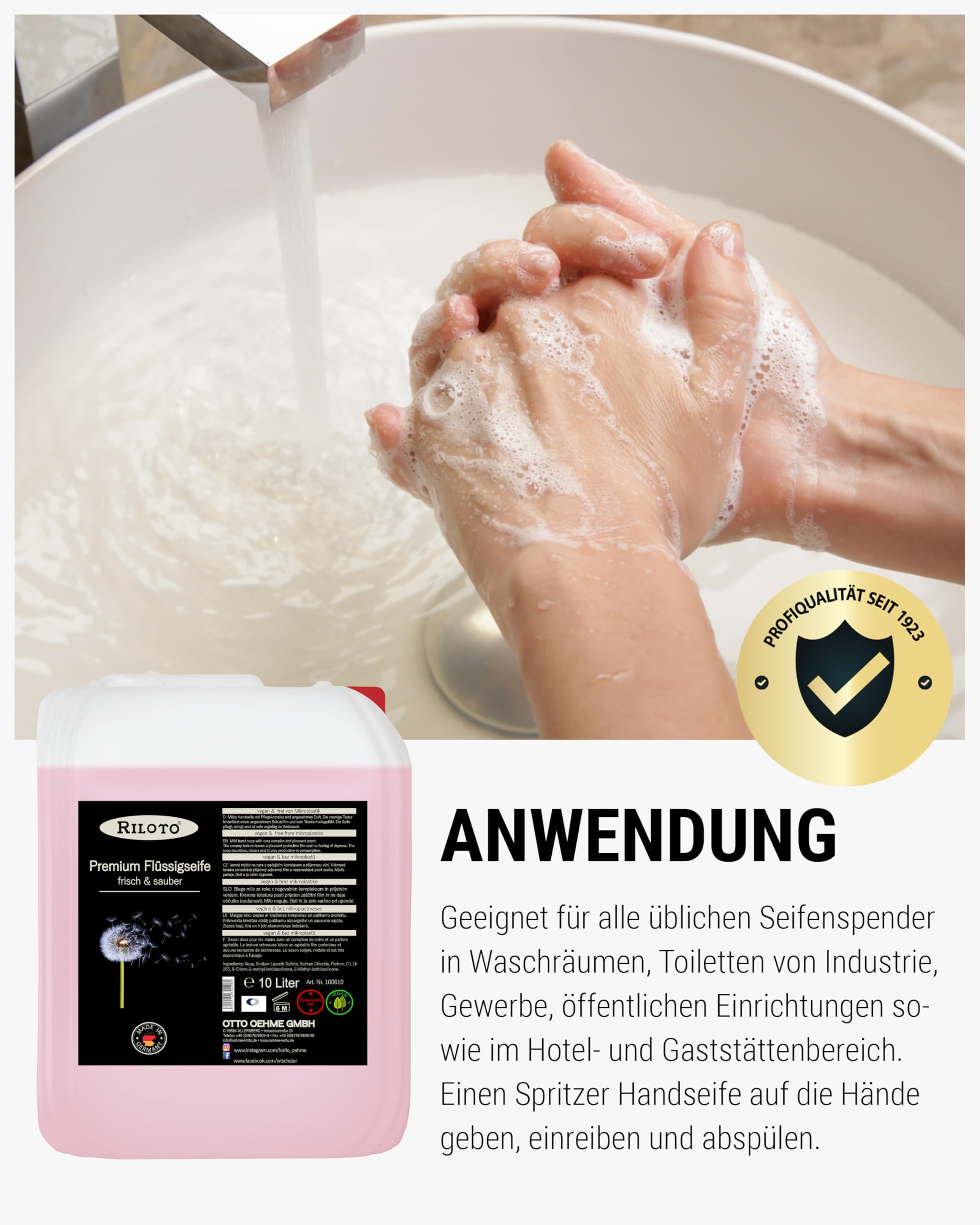 Lorito frisch & sauber Premium Flüssigseife 2 x 10L vegan Handseife Nachfüllseife
