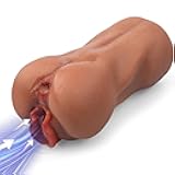 Men's Sex Toys Male Masturbators Realistic Adult Toys Sex Doll 3D Lifelike 2 in 1 with Vagina Anal Pocket Pussy for Men Masturbator Adult Toys (Tan)