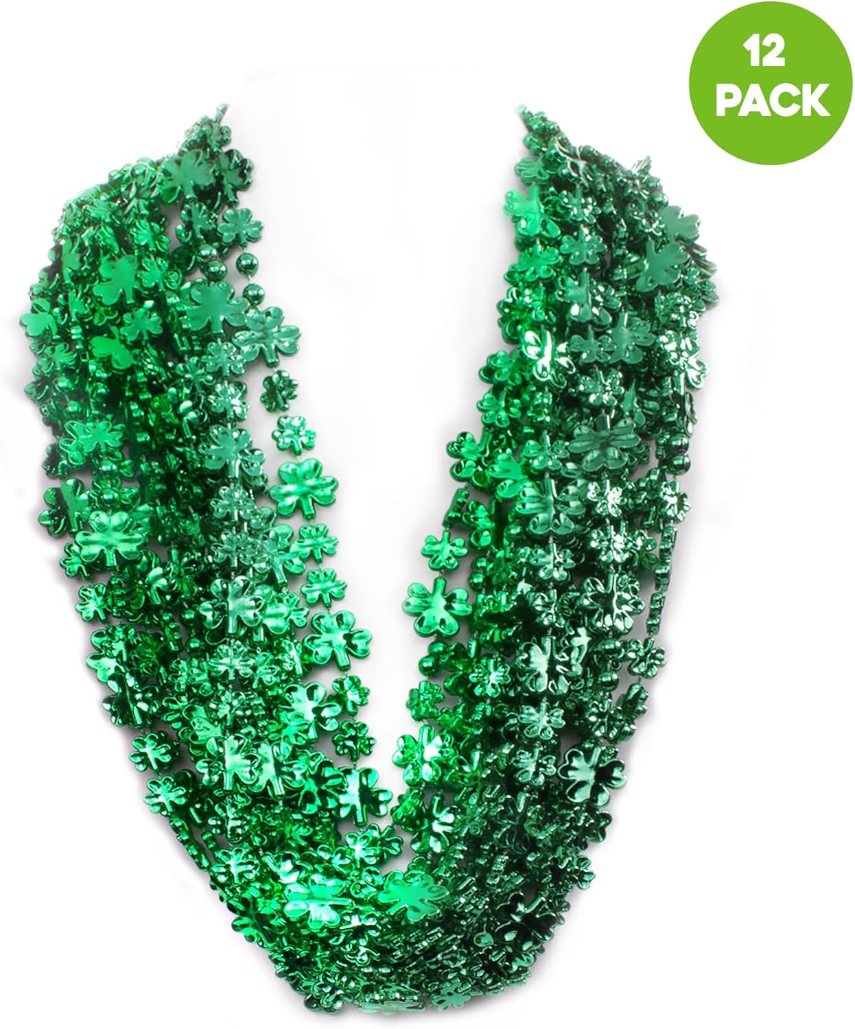 Windy City Novelties 33" 12mm Shamrock Bead Necklaces for St Patricks Day & Mardi Gras