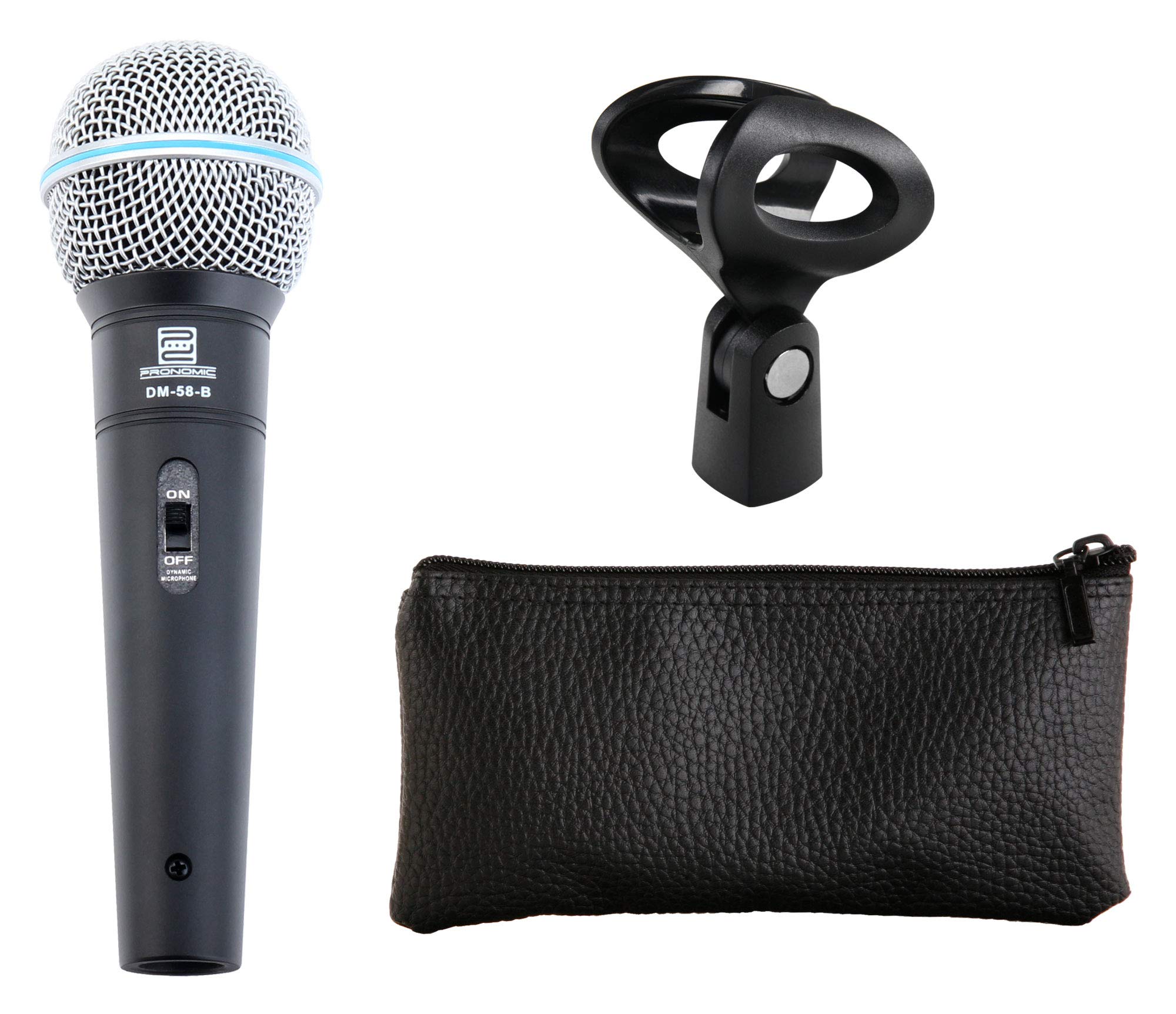 Pronomic DM-58-B Microphone Vocal avec Interrupteur Set de 5 incluant 5X Câble XLR 5m au Son Puissant et Chaleureux