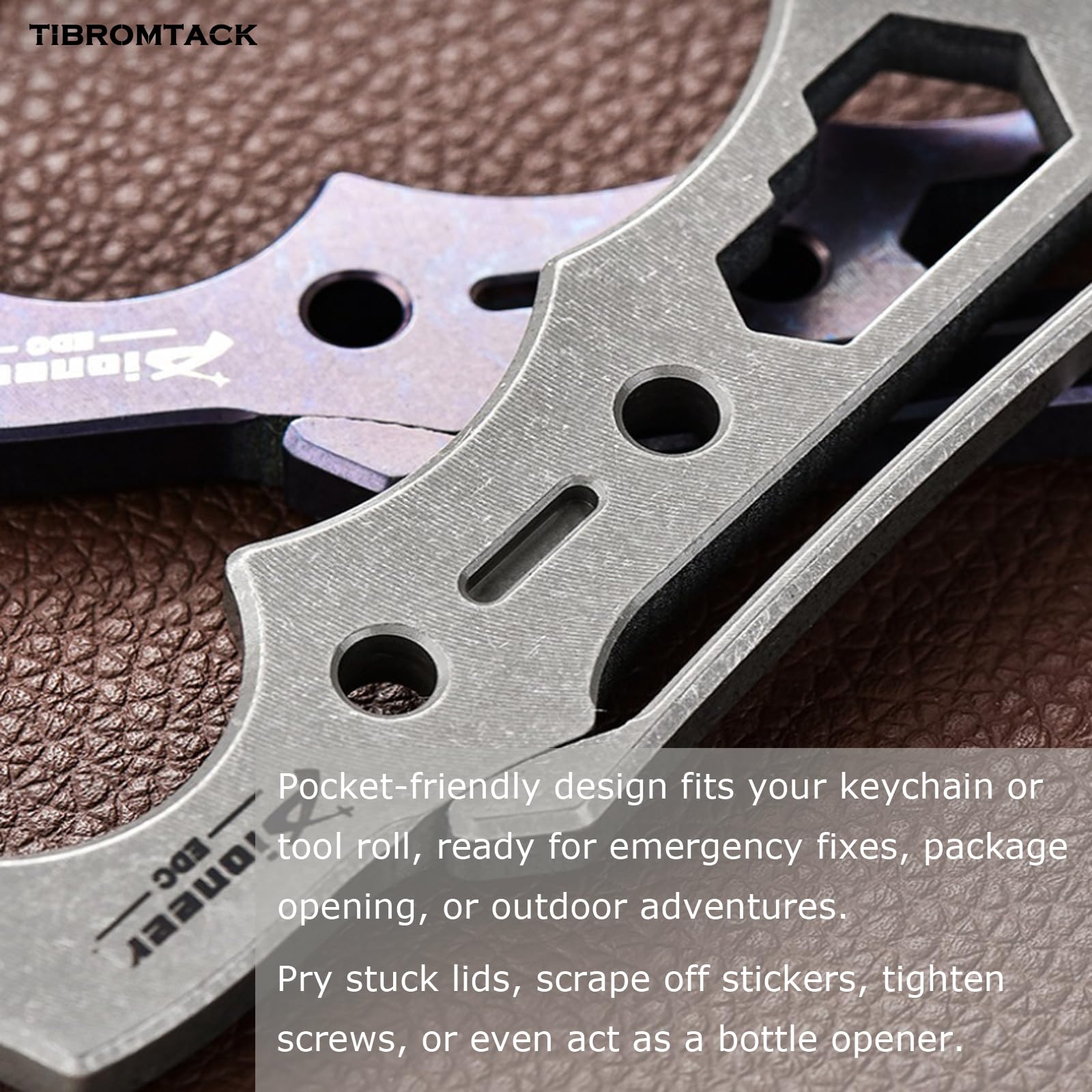 Titan EDC Pry Bar, Multifunktionswerkzeug mit Flaschenöffner & Schraubendreher, 4,3 Zoll leichtes Hebelwerkzeug mit Aufhängeloch für Outdoor Camping täglichen Gebrauch (Waschen von Steinen)