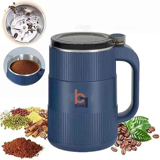 Portable Electric Grinder for Spices, Coffee, Herbs, and Grains ? Stainless Steel Mini Mixer Grinder Machine for Kitchen, Home ? Small Size Masala Mixer with Powerful Motor (1, Blue Handle Coffee, M)