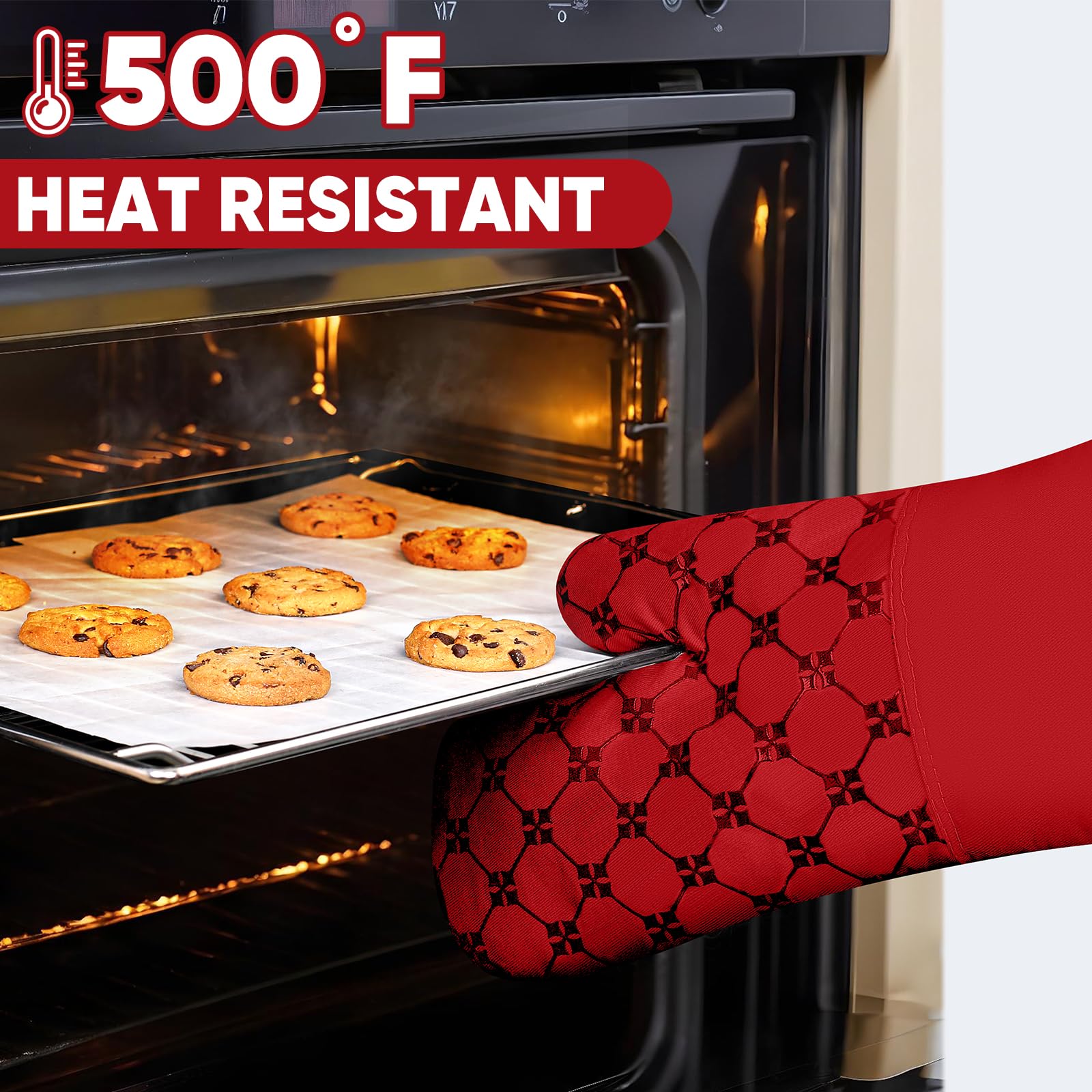 Ensemble Gants De Cuisine Résistants à La Chaleur + 2 Maniques - Silicone Gris