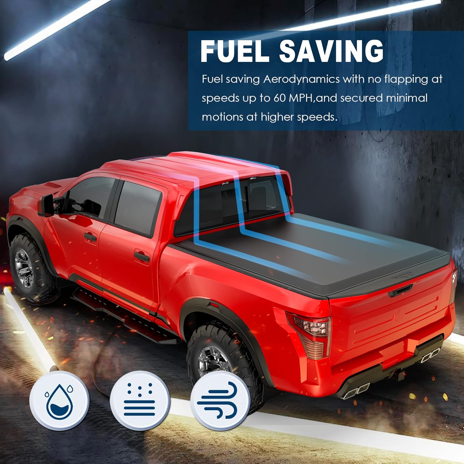 MOSTPLUS 5FT Tri Fold Soft Folding Truck Bed Tonneau Cover Compatible with Nissan Frontier 2005-2025 2026 Fleetside/Suzuki Equator 2009-2014 On Top 60Inch