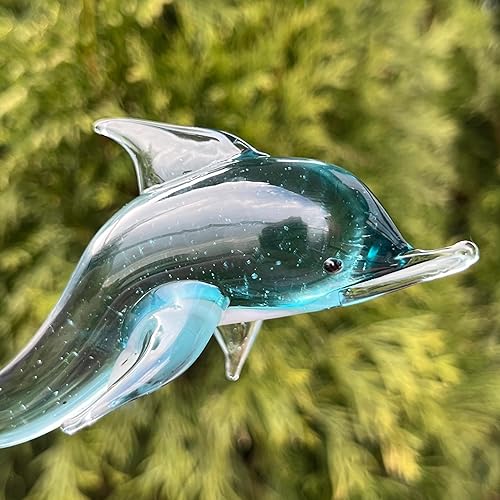 Miniatura 4 de Blue Glass Dolphin Figurine Hand Blown Miniature Sea Animal Sculpture Art Glass Dolphin Gift Collectible Ocean Decor Small Blue Fish Figurine