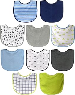 Neat Solutions 10 Pack Water Resistant Bib Set Blue/Grey Assorted, 10 Count (Pack of 1)
