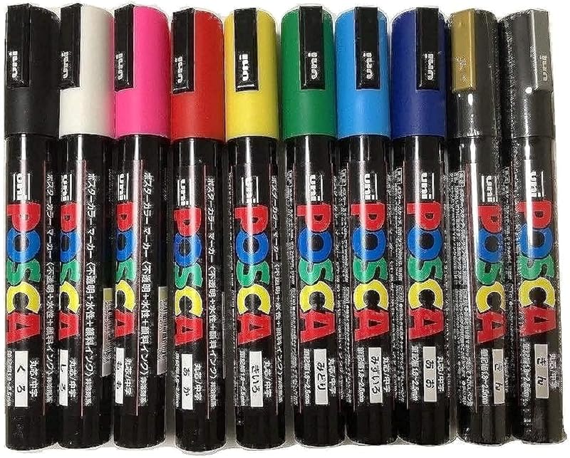 Posca PC-5M Acrylmarker – 10-Farben-Set, Rundspitze 1,8–2,5 mm