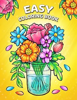 Jade Summer Easy Coloring Book: Large Print Simple Designs for Adults & Seniors - 50 Images of Animals, Flowers, Food & More