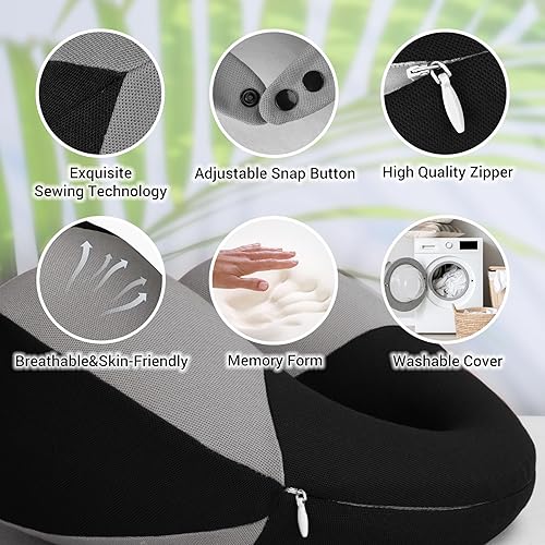 Miniatura 3 de COOLBEBE Almohada de viaje para niños, almohada de viaje de doble apoyo suave para automóvil y avión, regalos de viaje para niños pequeños y niños