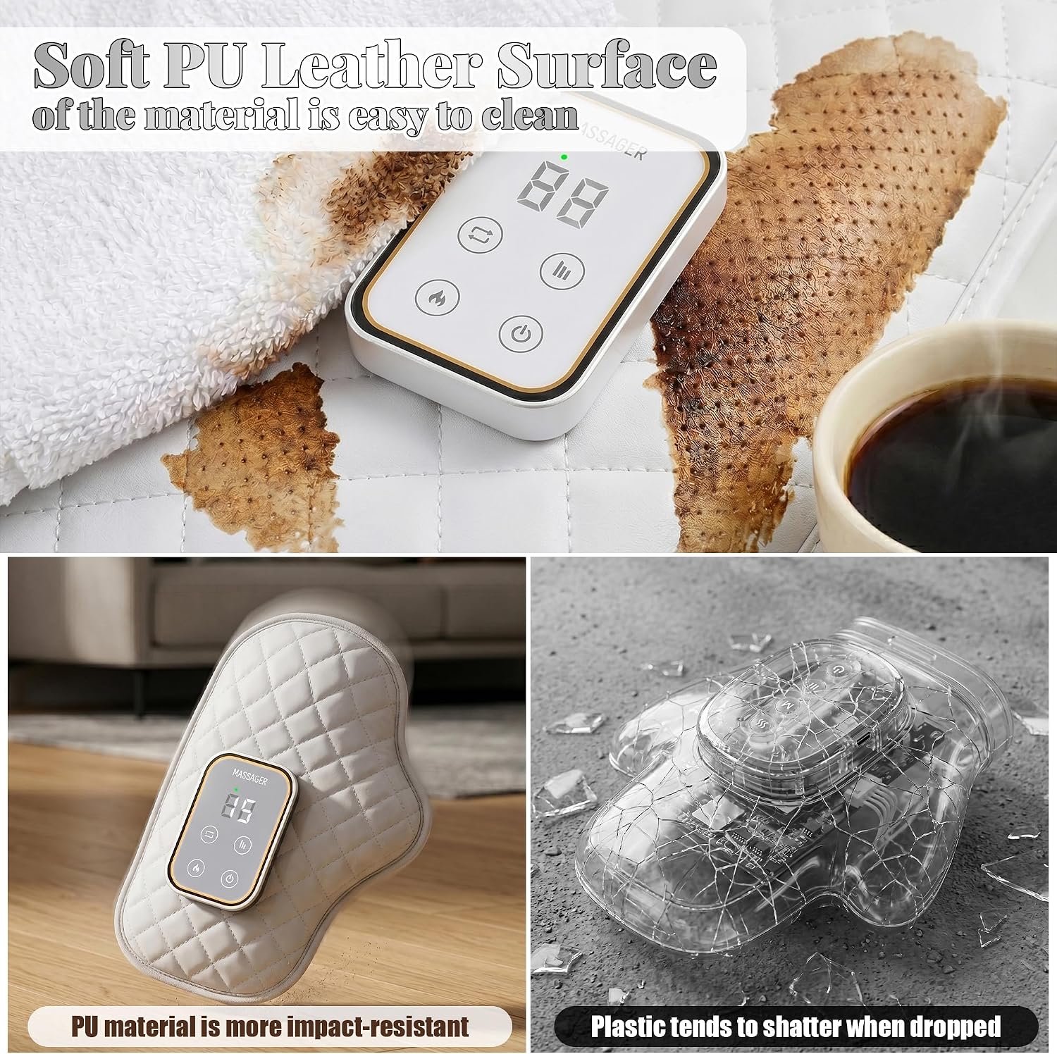 Hand Massager with Heat and Air Compression for Arthritis | Carpal Tunnel Relief, Finger & Wrist, Cordless Rechargeable, PU Leather, Portable for Travel Office Home, Gifts for Women Men