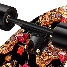 42 Inch Longboard Skateboard Complete Cruiser,The Original Artisan Maple Skateboard Cruiser for Cruising, Carving, Free-Style and DownhillSkull Heads