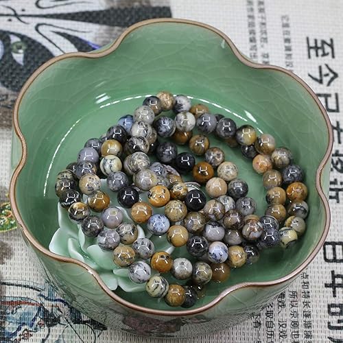 Miniatura 4 de Amandastone Pulsera elástica de cuentas redondas de 0.315in de piedras preciosas naturales de 7 pulgadas