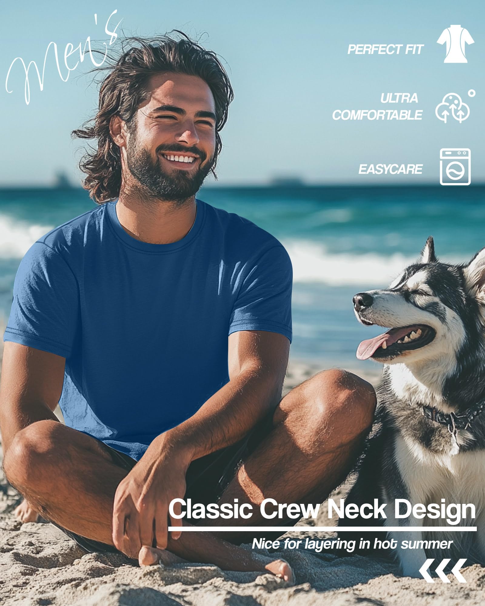 Neer Pack de 4 T-Shirts Homme Grandes Tailles Coton d'Été, Manches Courtes, Col Rond, Haut Décontracté Oversize Basic