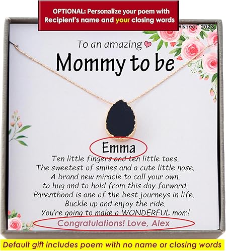 Miniatura 2 de Be Wished Personalized Mommy to Be Gifts for 1st Time Mom, Gemstone Necklace, Jewelry with Meaningful Message, 14K Gold-Filled