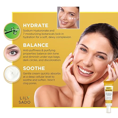 Miniatura 9 de LILY SADO MILK+MANUKA Crema Reparadora de Ojos - Fórmula suave natural antienvejecimiento con leche de coco, miel de manuka, hialuronato de sodio y