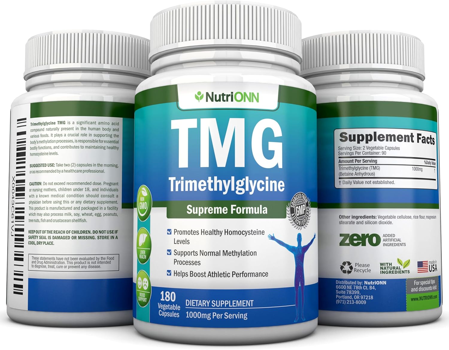 TMG Trimethylglycine Supplement - 1000mg - 180 Capsules - Premium Pure Betaine Anhydrous - Supports Normal Homocysteine & Blood Pressure Levels - Promotes Methylation Processes - Non-GMO Formula - Image 6