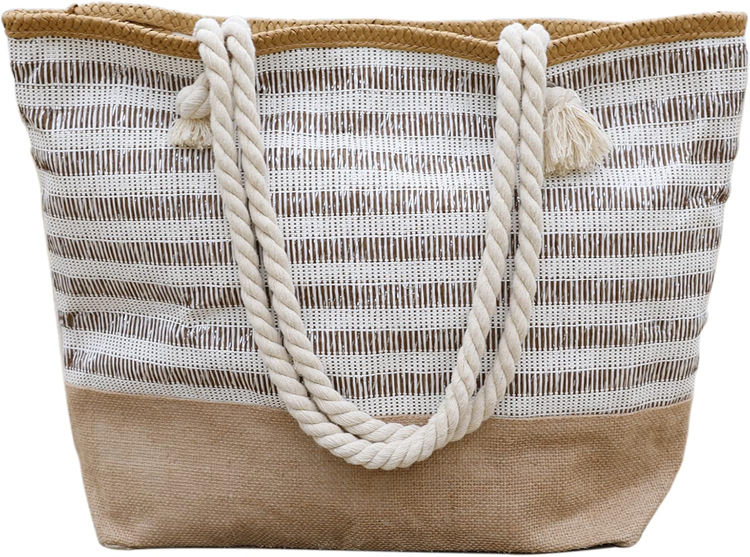 utop Large Beach bag for Women Straw Beach Tote Bags Cotton Rope Handles Durable Lightweight with Large Capacity Bags