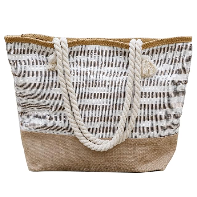 utop Large Beach bag for Women Straw Beach Tote Bags Cotton Rope Handles Durable Lightweight with Large Capacity