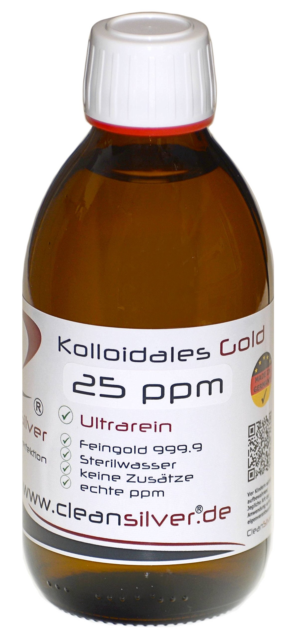 Kolloidales GOLD 25ppm, 250ml (Hochrein: Au9999, immer frisch hergestellt, pharm. Sterilwasser)