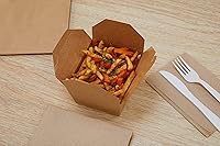 Vista 5 de EcoQuality - Contenedores de comida para llevar de 26 onzas, cajas de papel kraft marrón para llevar, resistentes a fugas y grasa, contenedores
