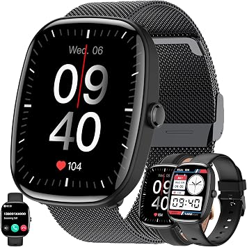 ZPIMY 1.83" Smart Watch for Women MenMake/Answer Call, 2024 New 5ATM Waterproof Mens Smartwatches, Fitness Tracker Smartwatch for Android iPhones, Digital Watches Step Counter, 3 Straps Black