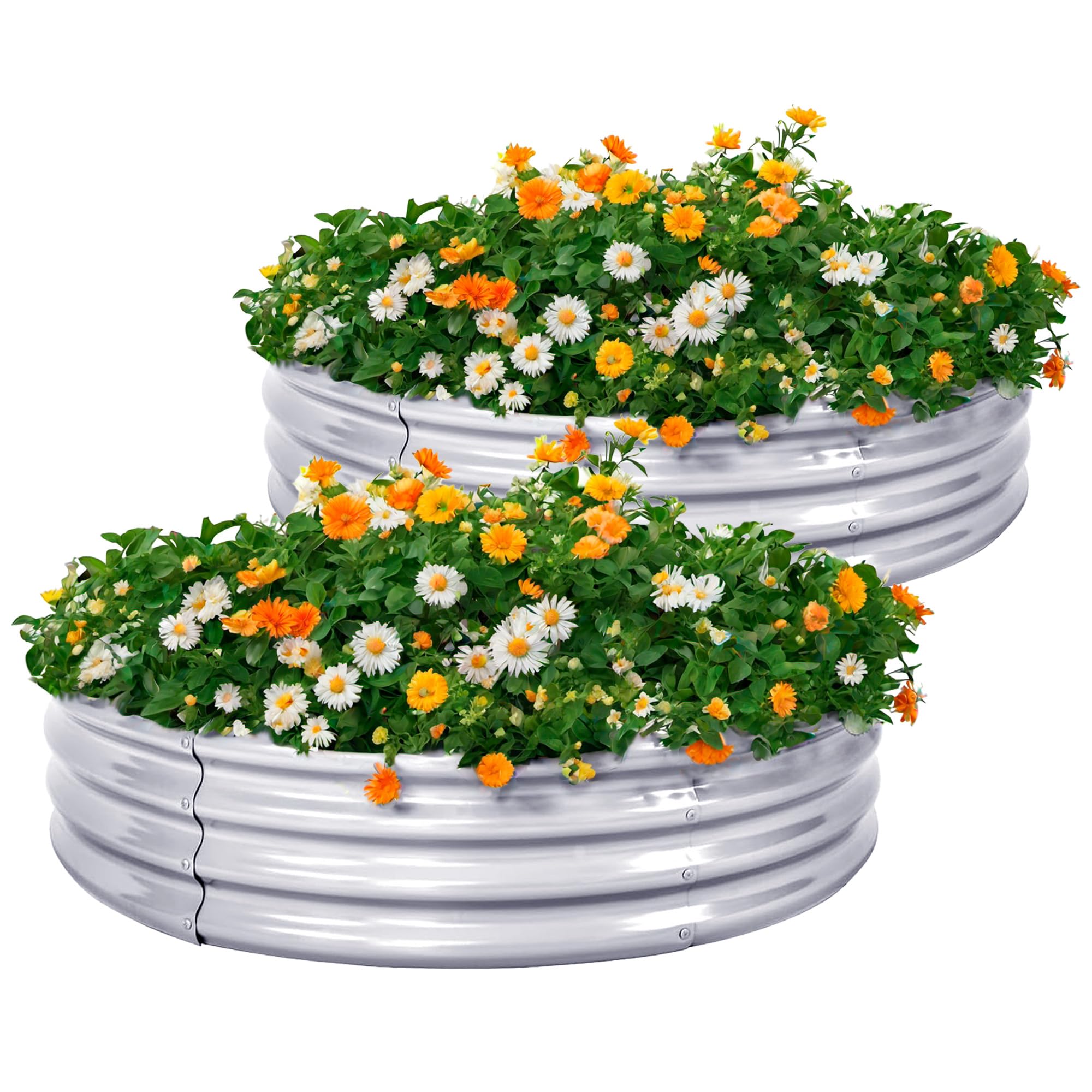 Amazon.co.jp: 2 個レイズドガーデンベッド 120×120×29 CM 丸形の亜鉛