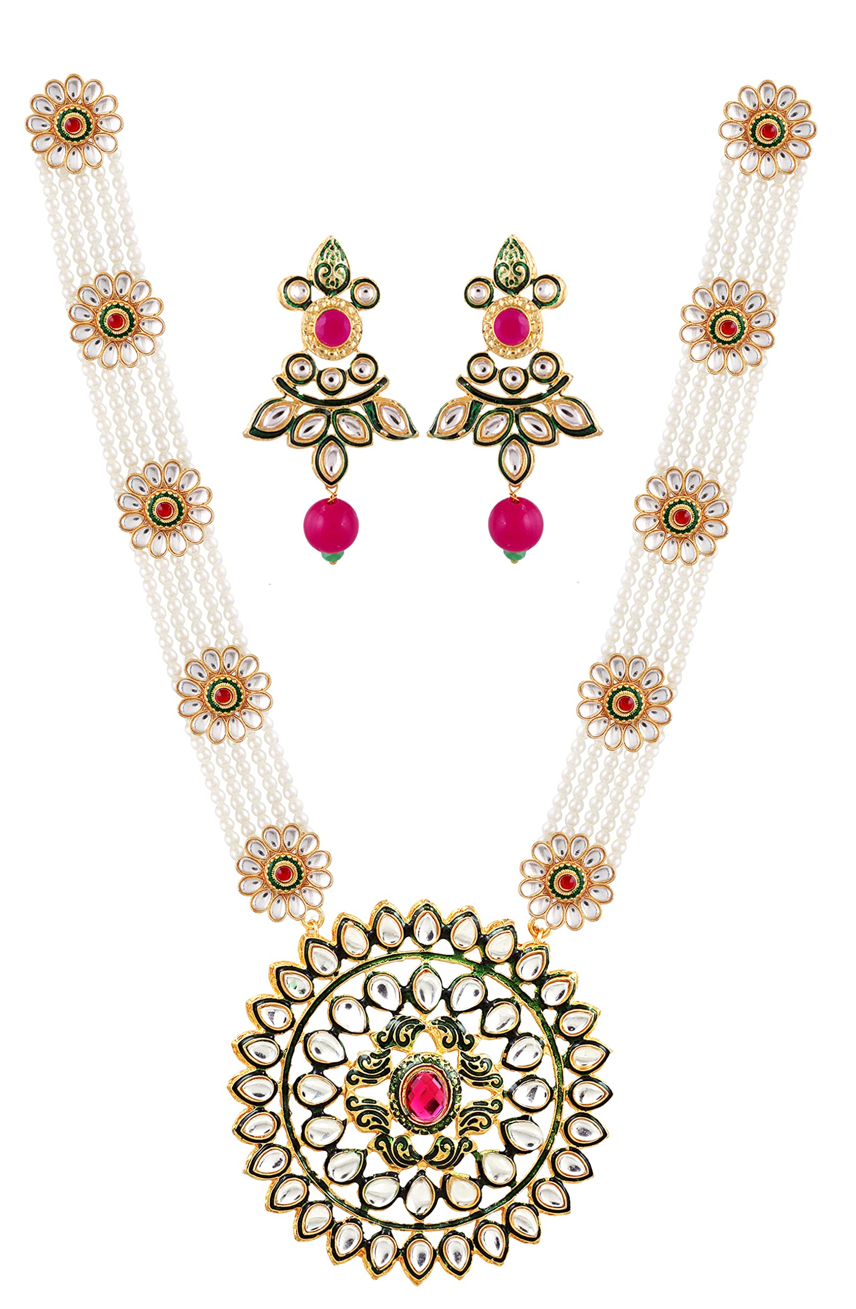 Mansiyaorange Pearl Kundan Red Green Ad Kundan Long Rani Haar Necklace Jewelery/Jualry/Imitation/Jwellry/Jewellery Set For Women(Multi) (B09PNTRRKR) Amazon Price History, Amazon Price Tracker
