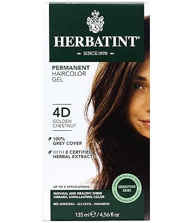Herbatint Permanent Herbal Haircolour Gel 4D Golden Chestnut - 135 Ml