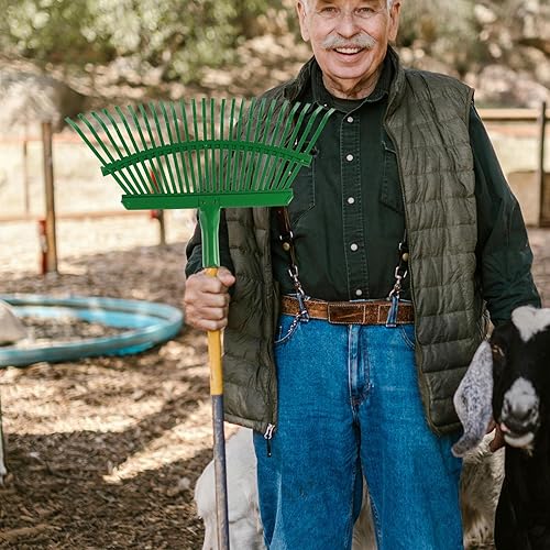 Miniatura 5 de NUOBESTY Rastrillo de hojas de jardín resistente dientes gruesos para nivelación de césped, herramienta eficiente de eliminación de hojas y césped,