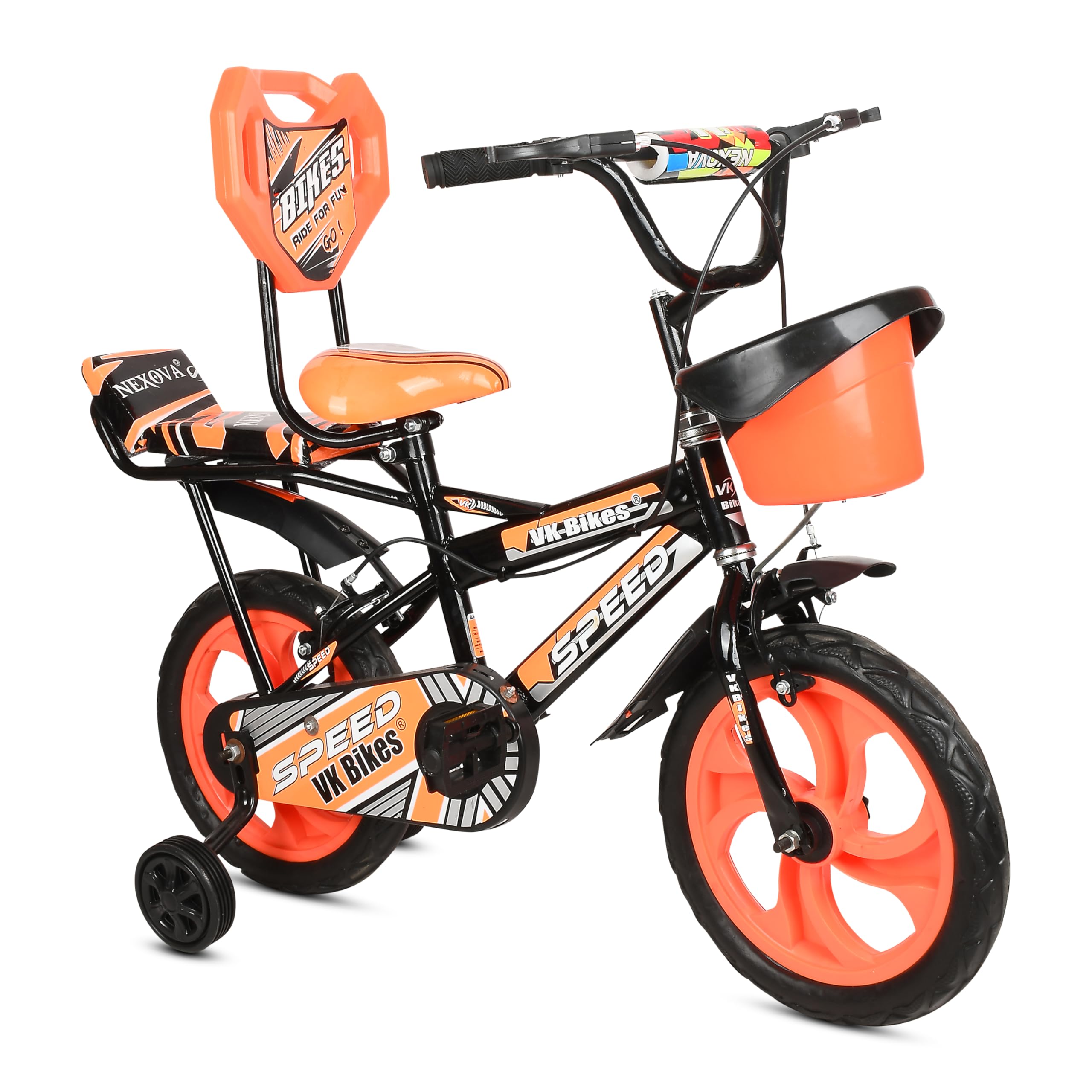 Kaashnic Kids Premium Cycle 14T with Training Wheels (90% Assembled) for Boys and Girls (Orange)