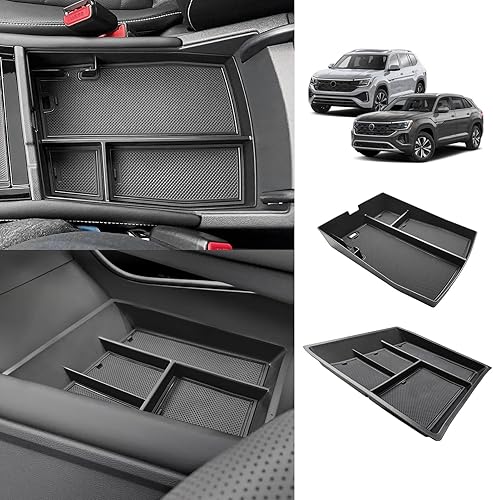 Miniatura 7 de Organizador de consola central inferior compatible con Volkswagen Atlas y Cross Sport 2024, accesorios interiores, bandeja de almacenamiento