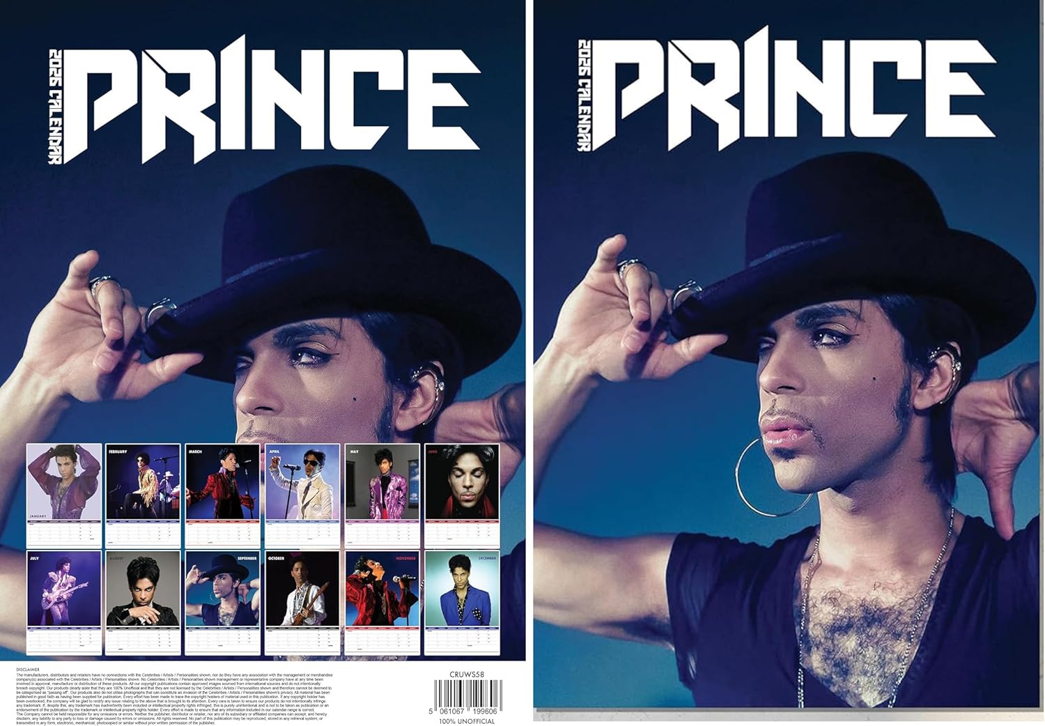 Prince 2026 Calendar A3 Size 30 X 42 Cm 12 Months Of Great AC SL1500 