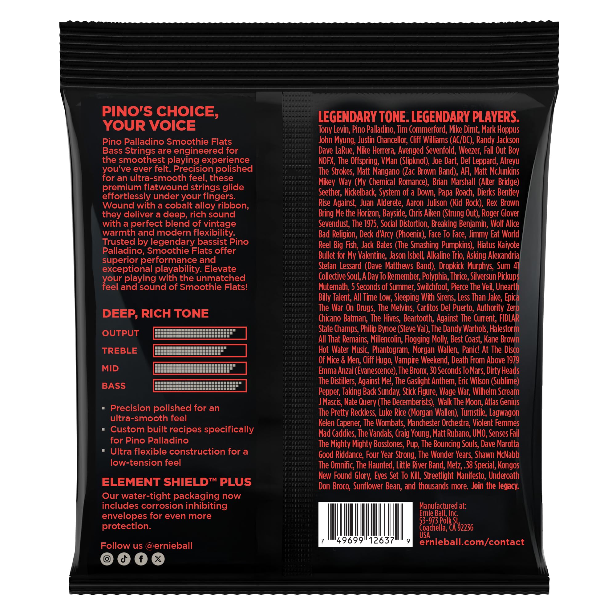 Ernie Ball Extra Light Pino Palladino Smoothie Flats Elektryczne struny basowe 38-98 Gauge