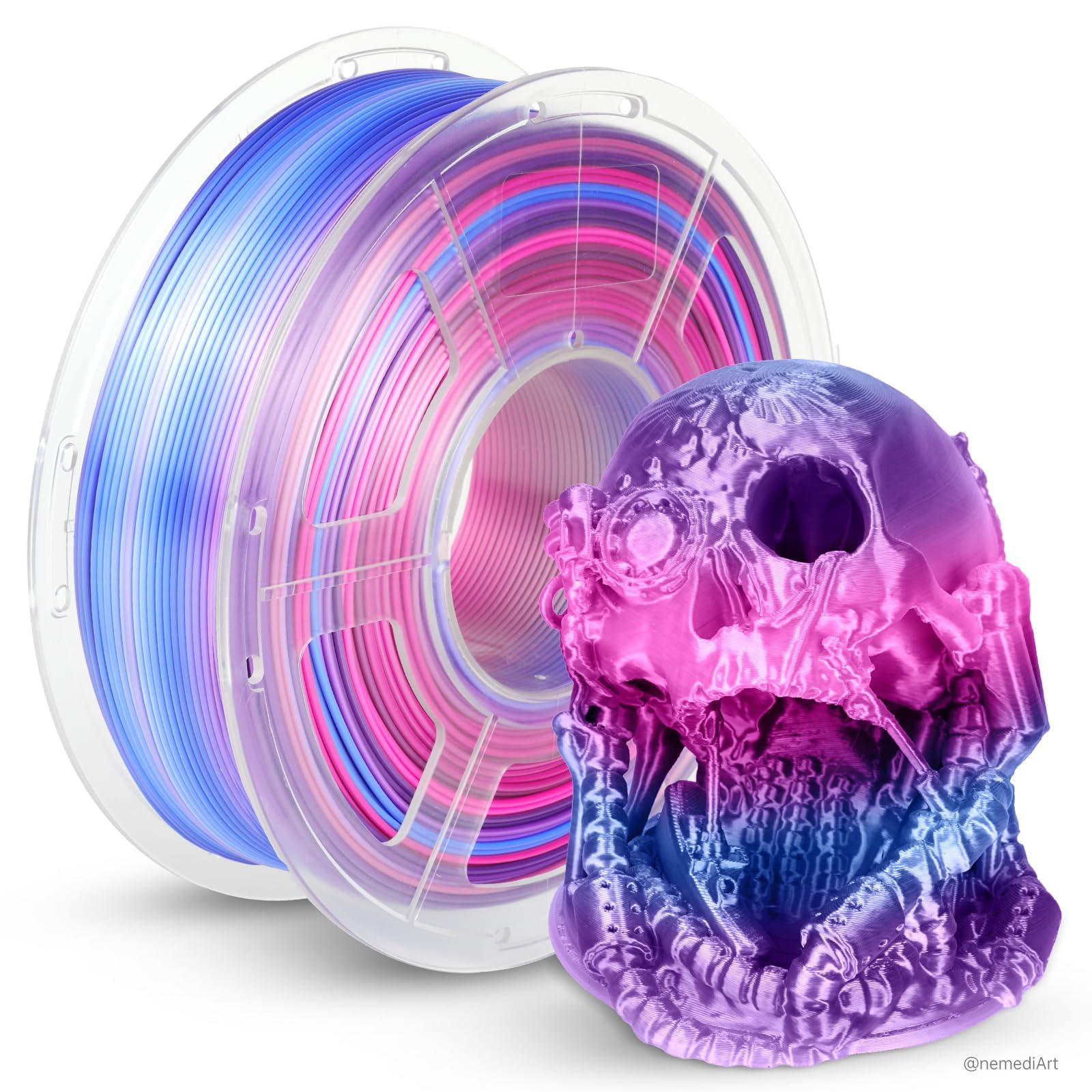 JAYO Silk Rainbow PLA+ 3D Printer Filament 1.75mm, 1.1kg