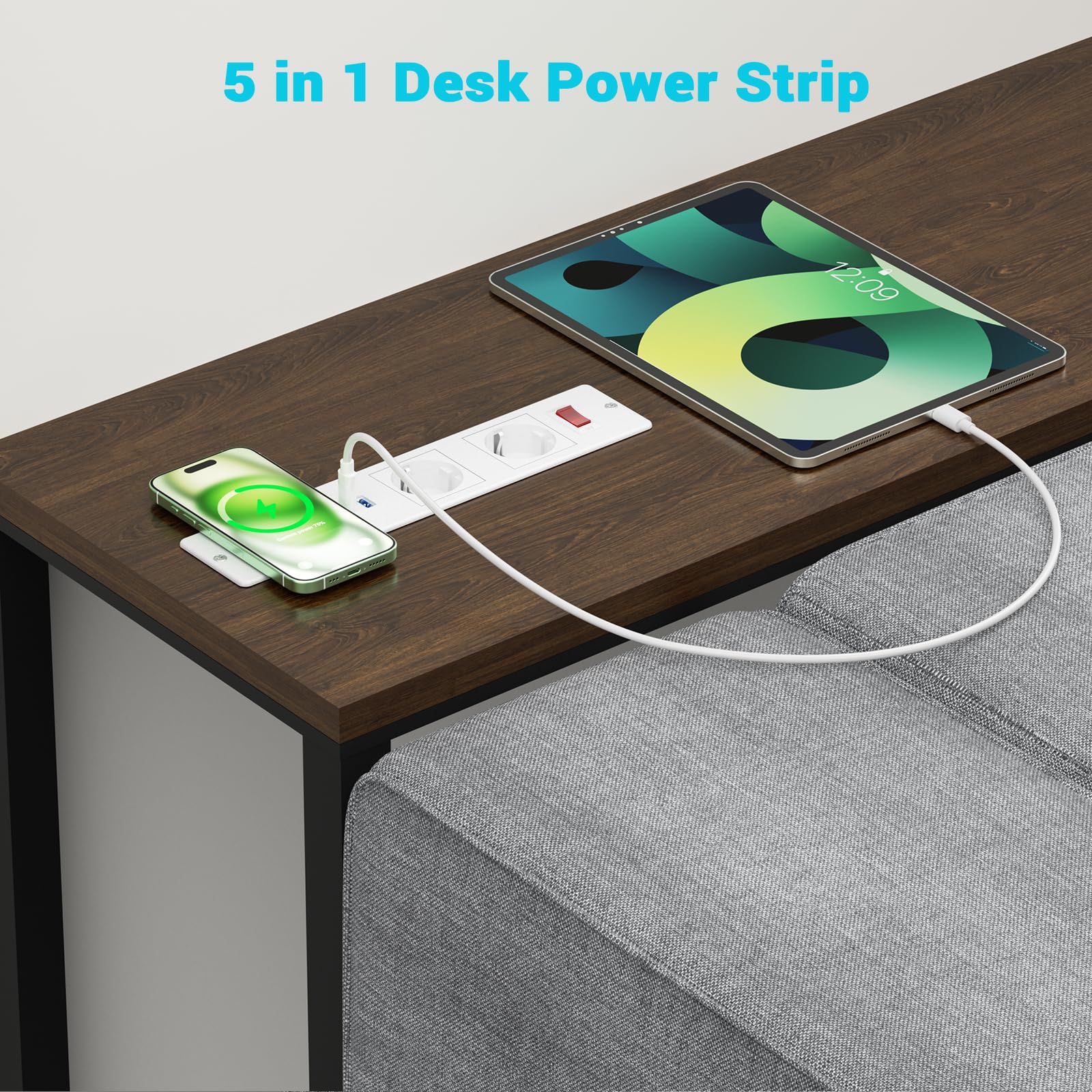 Airmom Ciabatta elettrica da incasso con caricatore wireless da 15 W e interruttore, presa da tavolo da incasso con USB C 20 W e porta USB, colore: bianco