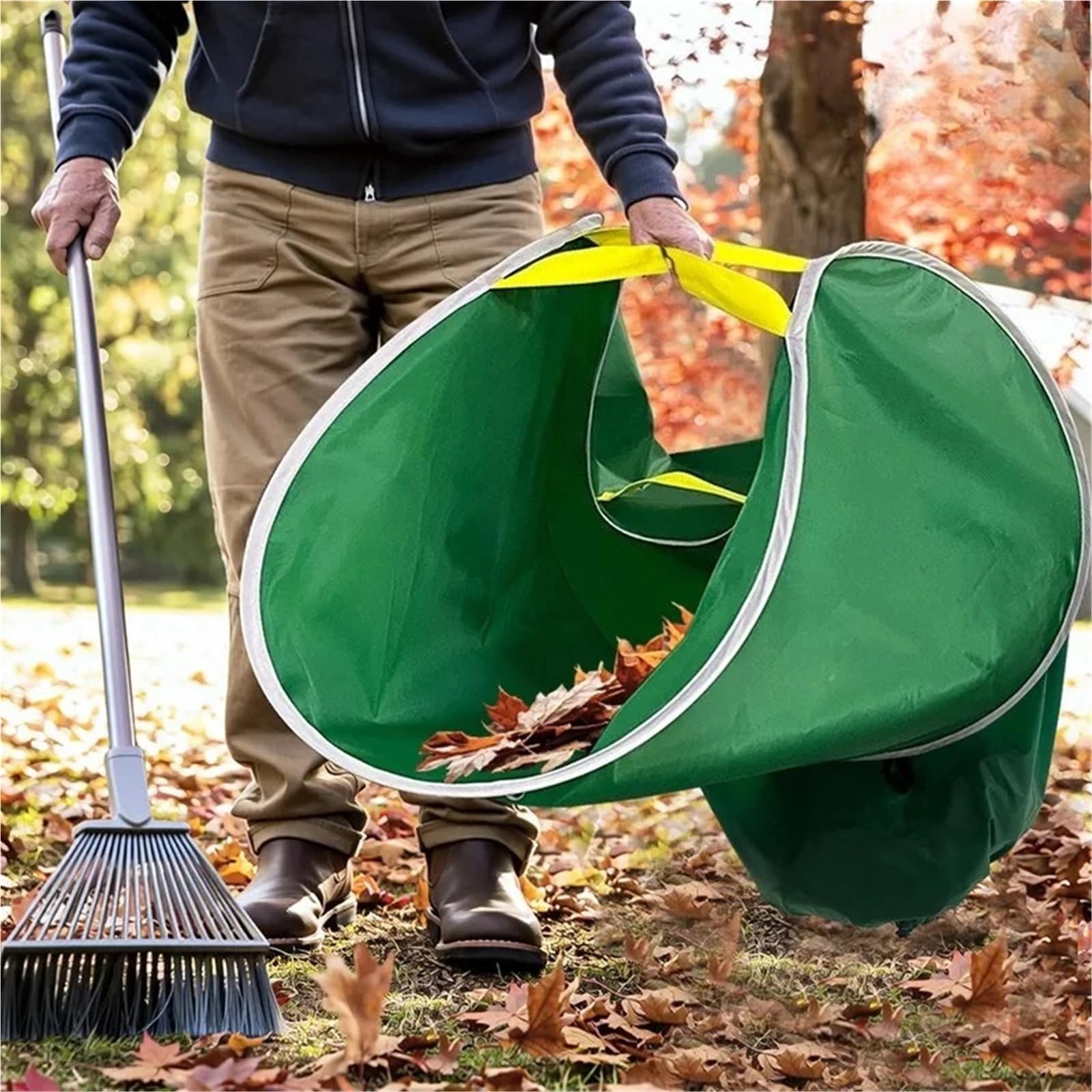 Bolsa para Residuos de Jardín Bolsa de hojas plegable portátil tela Oxford | Jardín reutilizable de apertura rápida(01)