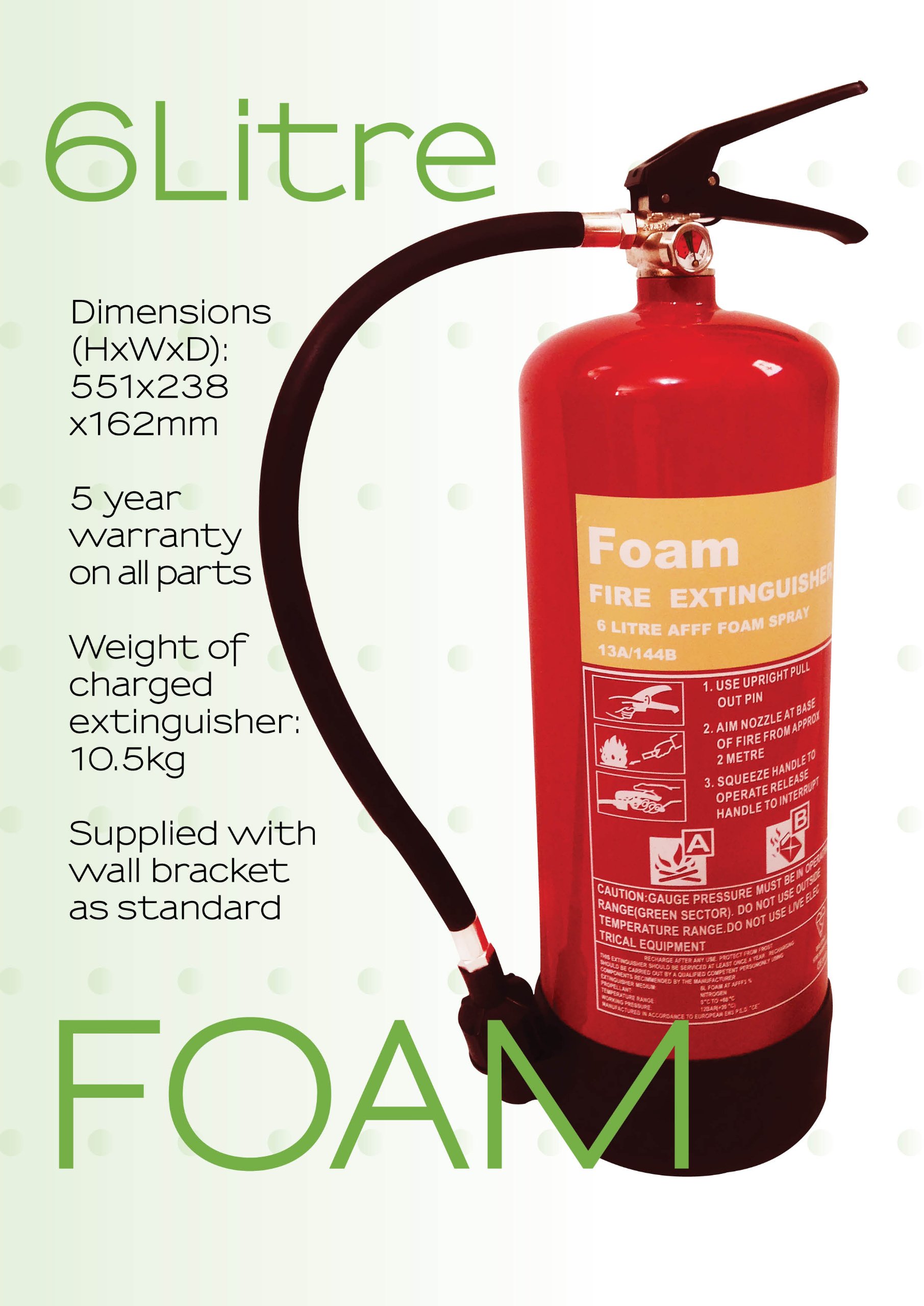 Buy Premium 6 LITRE Foam Fire extinguishers. British Standard