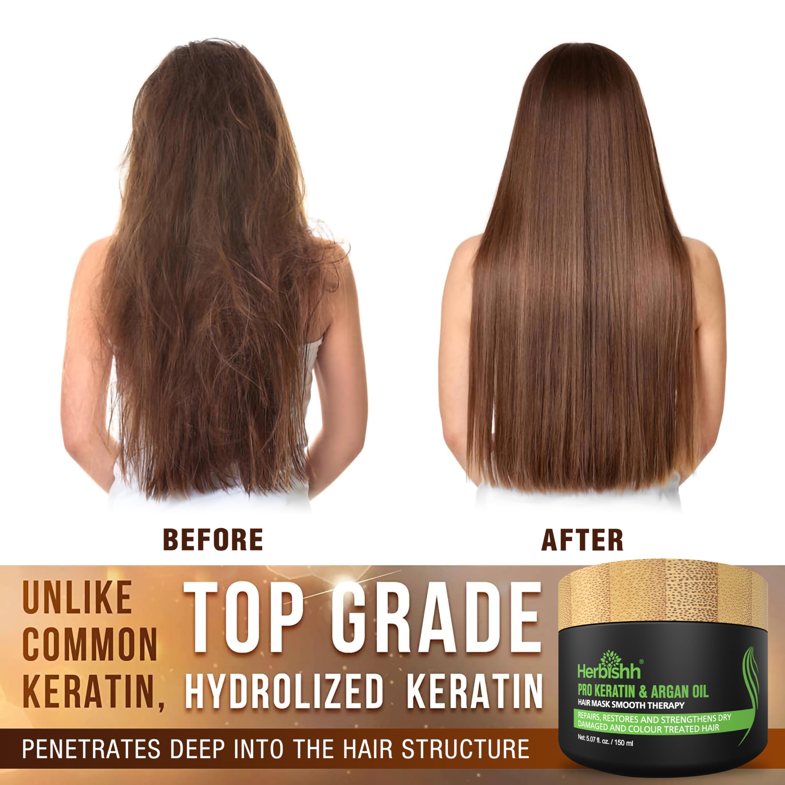 Herbishh Ultimate Grey Hair Color Shampoo Kit (3 Dye Shampoos + 1 Argan Mask) Smooth and Long-Lasting Color for Men & Women - Easy & Quick to Use Combo (Light Brown)