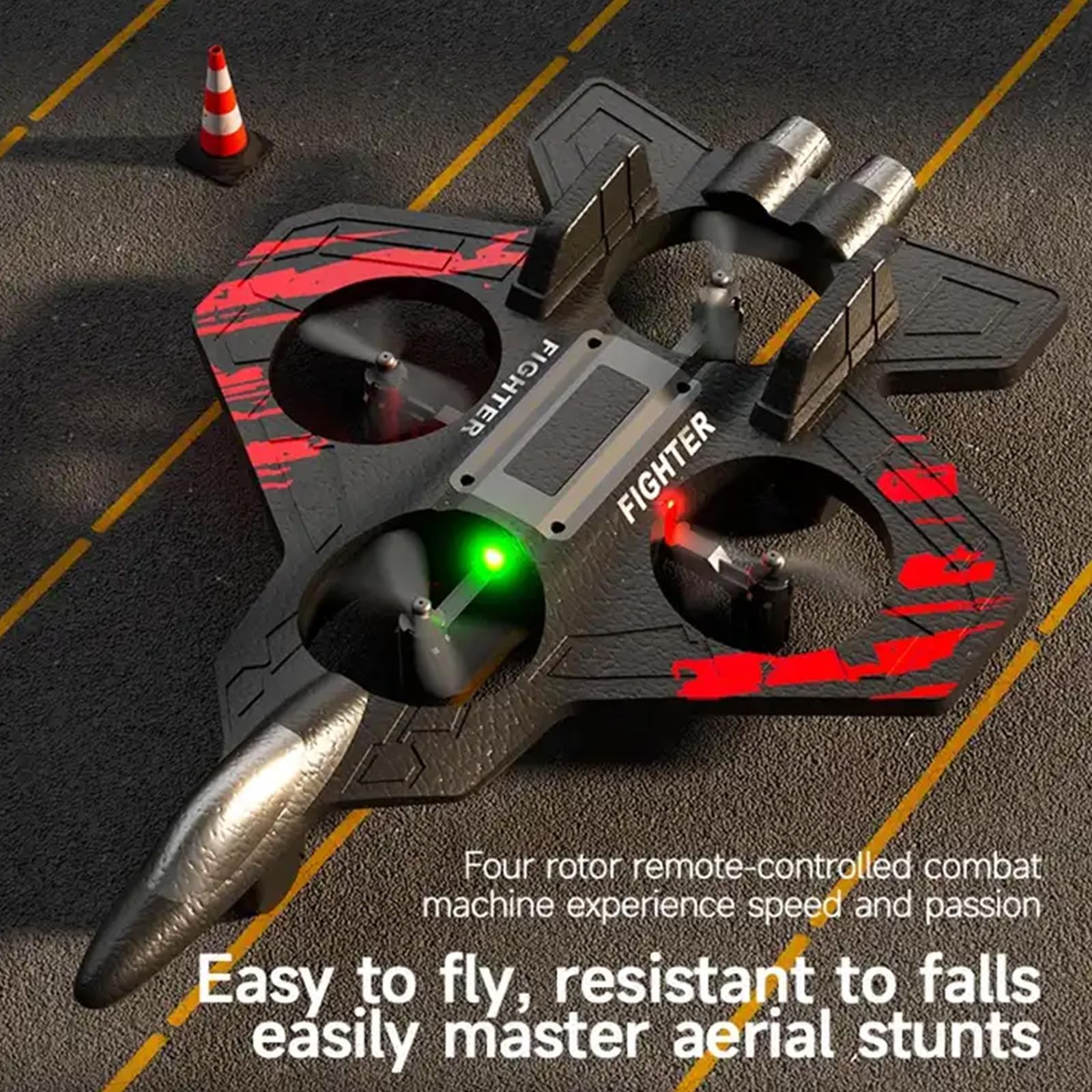 NMM Aeroplano telecomandato – EPP ad alta elasticità, aereo Rc a 4 canali con volo sospeso a 360°, giocattolo per bambini, spettacolo di luci LED, 2× batterie di lunga durata e scatola regalo