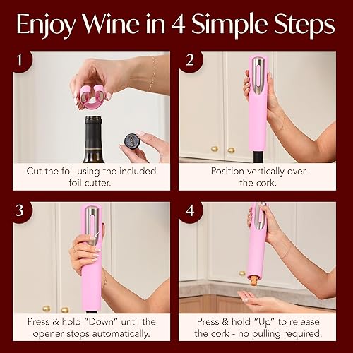 Miniatura 5 de Abrebotellas de vino eléctrico recargable, base de carga y cortador de papel de aluminio incluido con abridor automático de vino, sacacorchos