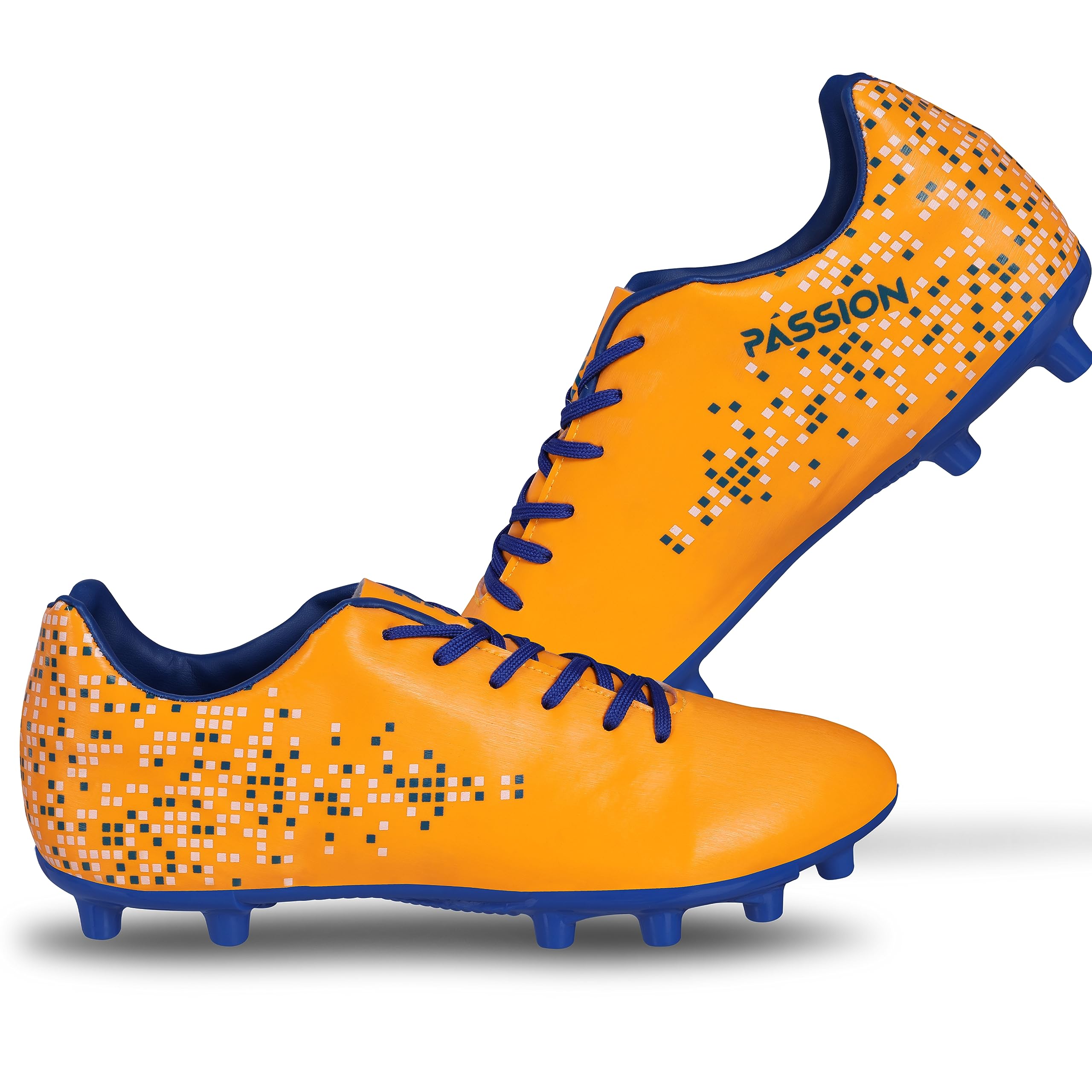 NiviaNivia Passion Football Studs for Men/Sports and Soccer/Comfortable and LIGHTWEIGHT/SIZE-07 (Orange/R.Blue)