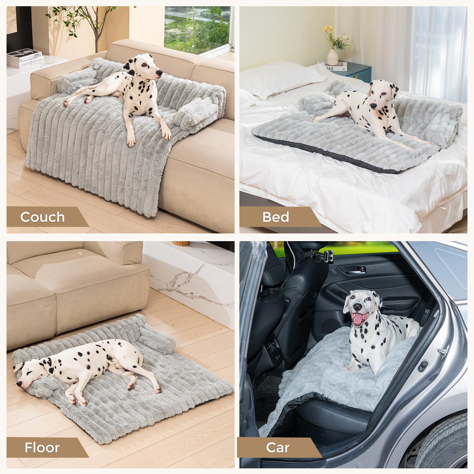 Avont Flauschige Hundebett, Hundematte Decke für Sofa für Hunde Katzen mit abnehmbaren waschbaren Bezug und Anti-Rutsch-Boden- Große/Leichtgrau